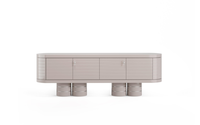 Buffet Carré Moderne Écologique en HDF Peint sur Mesure avec Pieds Empilables pour Salle à Manger de Luxe – Projet Villa Belge