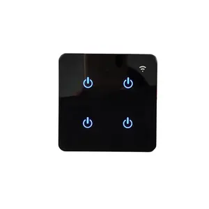 Оптовые продажи smart 4 банды выключатель-Wi-Fi пульт дистанционного управления smart touch glass 4 gang light lcd настенный выключатель с датчиком