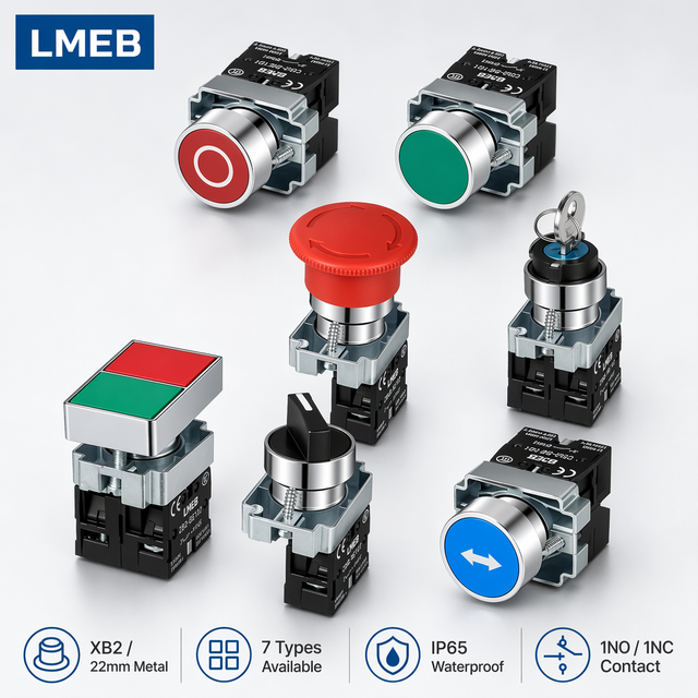 IP65 Self-Resetting Metal ZB2 Button Switch 1NO/1NC Controls Start/Stop Emergency XB2-BA31/42/BD33/21 10A Flat Button