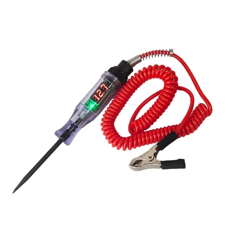 6V 12V 24V Dc Auto Truck Spanningscircuit Tester Digitale Display Lange Sonde Pen Gloeilamp Auto Diagnostische Tools Auto Reparatie