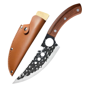 Couteau de boucher professionnel fait main en acier inoxydable noir de 6 pouces, couteau de cuisine, de désossage et de filetage à manche intégral pour la viande - Product Image 1