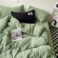 Ensemble de literie 4 pièces super doux et respectueux de la peau, design couleur AB, couleur unie simple, ensemble de linge de lit teint réactif