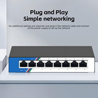 Tshield ZX-G1008D Switch Gigabit Ethernet de 8 Puertos, No Administrado, Full-Duplex 10/100/1000Mbps 16Gbps, Escritorio, Sin Ventilador, Plug&Play, PC, TV