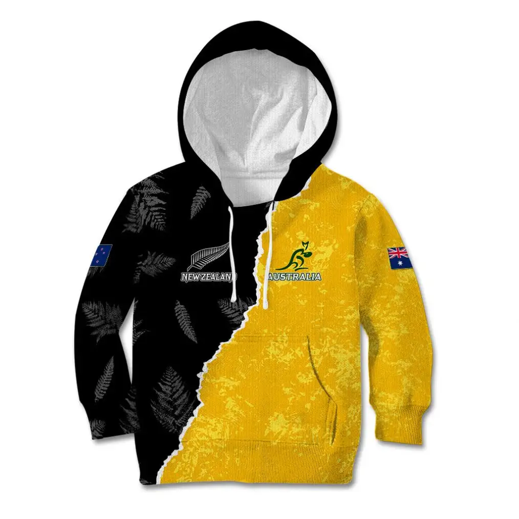 Australia Rugby Mix New Zealands Rugby Hoodie lengan panjang anak-anak Hoodie sublimasi kustom Hoodie Sweatshirt Hoodie Unisex murah grosir