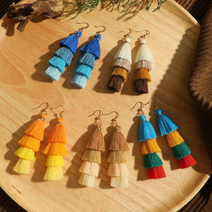 Bohemian <b>Tassel</b> <b>Earrings</b> Linen Thread Drop <b>Earrings</b> For Women Party Fashion Dangle Jewelry 2024 - Product Image 2