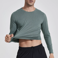 T-shirt à manches longues pour homme en polyester et élasthanne, uniformes avec logo brodé personnalisé, séchage rapide pour la restauration et les bars