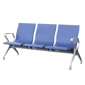 Sillas de espera de aleación de aluminio, color azul PU, de 3 asientos en fila, para aeropuerto, estación de autobuses, hospital, uso público - Product Image 2