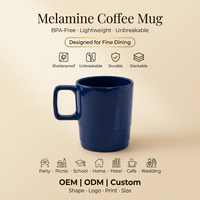 Tasse à café en mélamine OEM ODM bleu marine 3,2 pouces empilable avec poignée unique pour mariage, banquet, événement, fête, thé, café