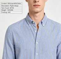 Tissu en stock rayé tissé teint en fil, 55 % lin 45 % coton, respirant, pour chemises formelles, décontractées, uniformes, homme, femme, enfant - Meilleure vente