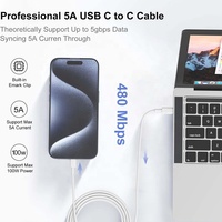 Cable de Carga Rápida Premium con E-Marker de 1M/3.3FT 5A USB Tipo C a USB Tipo C PD 100W para Apple Macbook Notebook