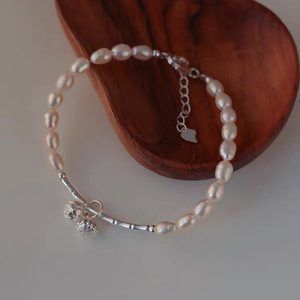 Pulsera de Plata de Ley 925 con Forma de Vaina de Loto y Perlas de Agua Dulce, Cordón Elástico, Joyería para Mujer, Regalo - Product Image 3