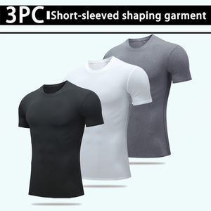 USA Warehouse 3er <span class=keywords><strong>Pack</strong></span> Herren Kompression shemd Schwarz Weiß Grau Kurzarm Athletic Basel ayer Sport T-Shirts Workout Tops - Product Image 3