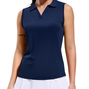 Ropa de tenis para niñas: Camisetas sin mangas de golf, tops deportivos de secado rápido con cuello, camisetas atléticas acanaladas con cuello en V de nailon/cachemira - Product Image 3