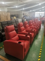 Canapé inclinable de cinéma maison 4 places en cuir véritable rouge, fabriqué à Foshan, pour cinéma 3D à domicile