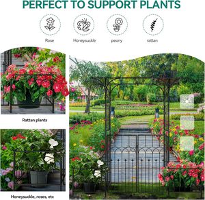 Hot <strong>Metal</strong> Wedding <strong>Arch</strong> Outdoor Garden Arched Arbor <strong>with</strong> <strong>Gate</strong> for Climbing Plant - Product Image 5