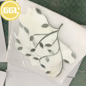 Ý calacatta vàng bằng đá cẩm thạch Phòng Tắm Gạch Ốp Tường Bằng Tia Nước Mosaic - Product Image 5