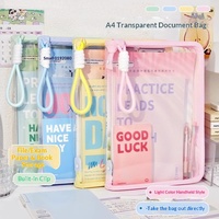 Pochette de rangement pour documents et dossiers en PP transparent avec fermeture éclair, format A4, couleur claire, style macaron, portable, haut de gamme, grande capacité