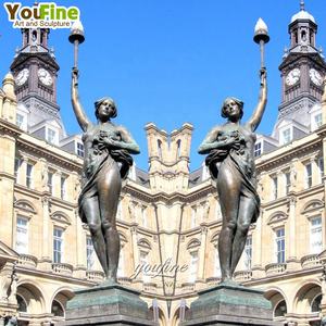 ラージキャストブロンズエレガントな女性ランプポスト像 - Product Image 4