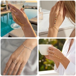 RINHOO Bracciale a Catena Intrecciata Placcato Oro 18k Stile Bohemien, Design Semplice, Multistrato con Perline, Gioielli Artistici da <span class=keywords><strong>Braccio</strong></span>, Regalo per Ragazze - Product Image 4