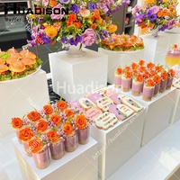 Huadison Catering Supplies Présentoirs à gâteaux et desserts personnalisés en acrylique, cubes empilables avec fonds creux