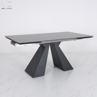 Ensemble Table de Salle à Manger Luxe Moderne Extensible Rétractable, Meuble de Cuisine, Table à Manger Rallonge Dessus Pierre Frittée Marbre