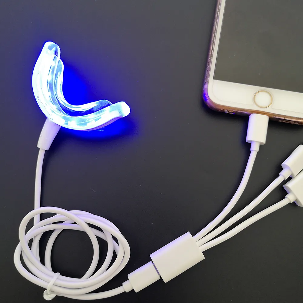 Private Label Silikons chale CE Mobile Zahn aufhellung LED-Licht USB Teeth Whiten Accelerator 16led blaues Licht Plaque entfernen