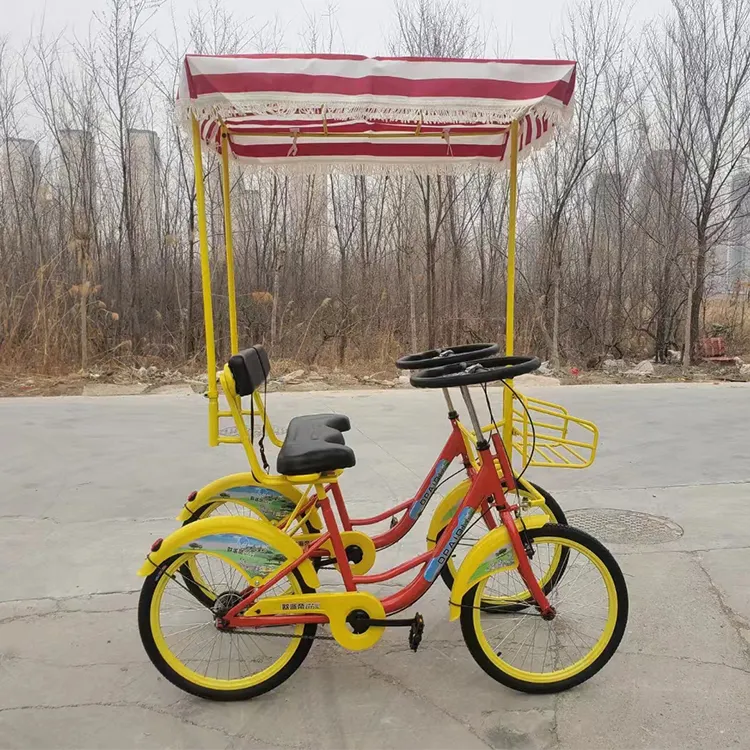 Neustil-Fabrik China 4-Personen-Surrey-Fahrrad 4-Rad 26-Zoll Tandem-Fahrräder zu verkaufen