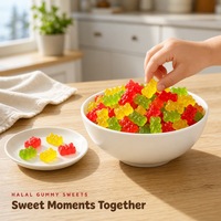 Bonbons gélifiés halal en forme d'ours, bonbons moelleux et masticables, vente en gros, saveurs de fruits, fournisseur OEM ODM
