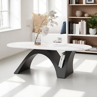 Nouvelle table basse de salon moderne, minimaliste, luxe léger, avec structure métallique durable et plateau en ardoise, petit meuble de salon.