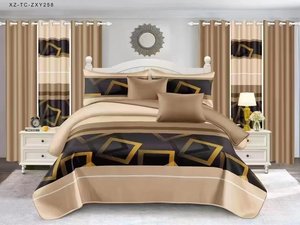 非洲风格定制海军蓝几何王6PCS涤纶结婚窗帘床上用品套装 - Product Image 3