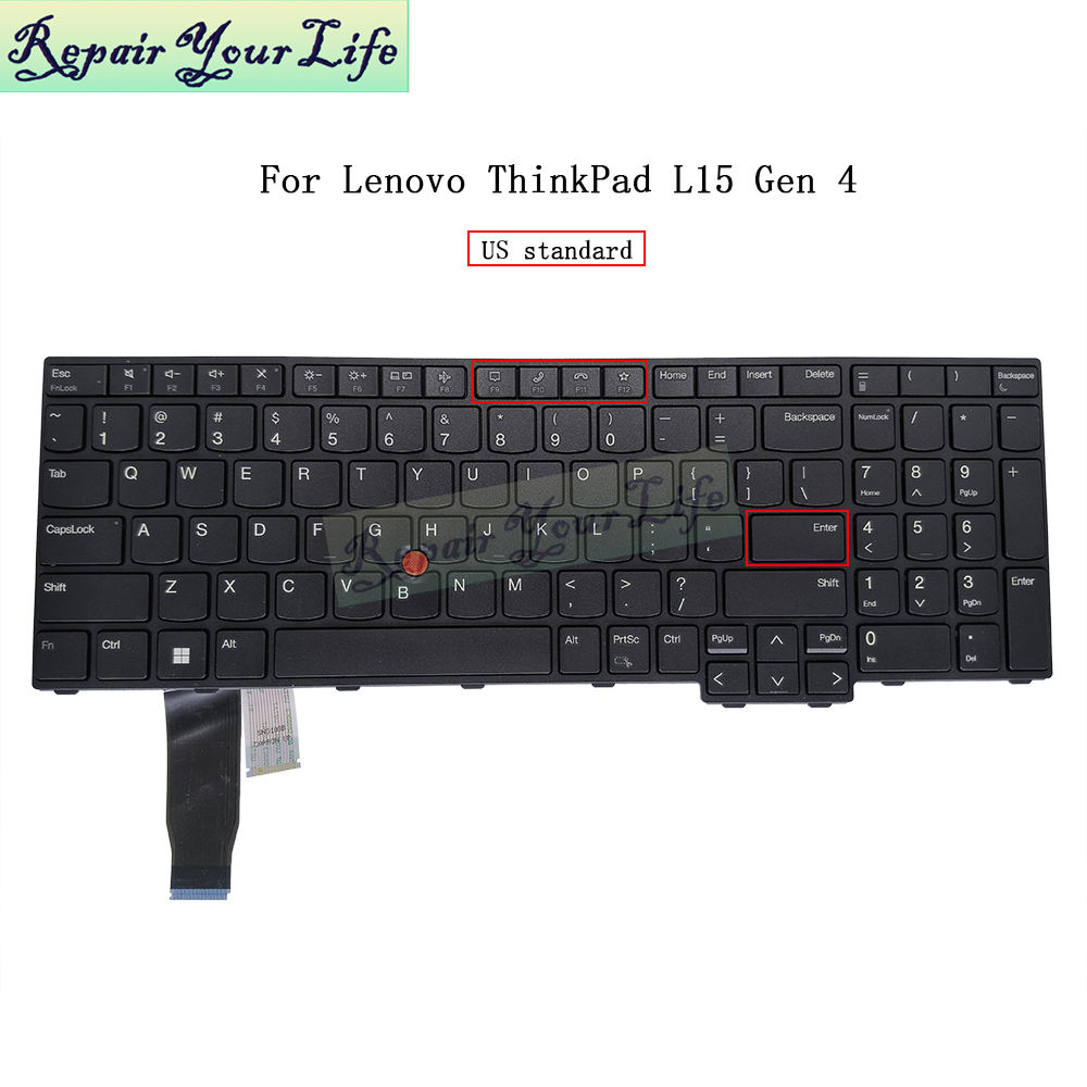 US English Laptop Keyboard for Lenovo ThinkPad L15 Gen 4 - No