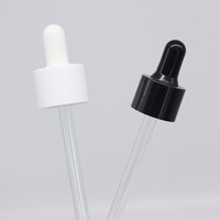 Ensemble compte-gouttes 18 mm avec bouchon compte-gouttes en verre 18 mm, col en aluminium doré/argenté/plastique et bulbe en caoutchouc pour flacon d'huile essentielle en verre