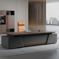 Bureau de direction moderne de luxe léger 2,8 m 3,2 m en mélamine de qualité E0 avec prise de courant à serrure combinée et réservoir de rangement