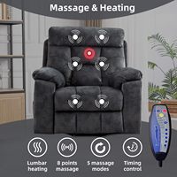 Fauteuil inclinable électrique avec massage et chaleur pour personnes âgées, fauteuils inclinables larges et rembourrés avec 2 porte-gobelets, poche latérale et port USB
