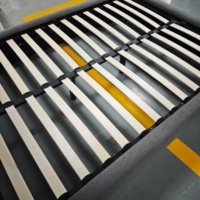 Cadre de lit minimaliste en tissu bouclé à profil bas, cadre en métal, tête de lit arrondie moderne, lit rembourré doux pour hôtel et appartement