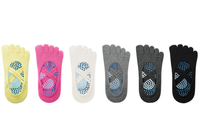 Chaussettes de yoga pour femmes, design croisé, 5 orteils, professionnelles, respirantes, en coton, antidérapantes, pour femmes