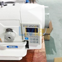 Machine à coudre industrielle à bras long, double aiguille, point noué, conception mécanique à lit plat, pour combinaisons, avec alimentation automatique par moteur