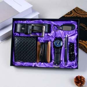Coffret Cadeau d'Affaires de Luxe Personnalisable et Isolé pour Homme : Ceinture en Cuir, Portefeuille, Parfum, Porte-clés, Stylo, Chapelet – Idéal pour la Saint-Valentin - Product Image 4