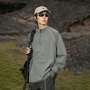 เสื้อโค้ทบางเสื้อยืดโจ๊กเกอร์คอตั้งสบายระบายอากาศไหมแข็งสำหรับกีฬากลางแจ้งในชีวิตประจำวันแฟชั่นยอดนิยมดีไซน์เท่ - Product Image 4