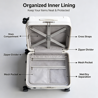 Valise semi-rigide à ouverture frontale, très vendue, avec serrure à code TSA de haute qualité, étanche et silencieuse, châssis 20 pouces, OEM/ODM