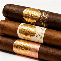 Bandes de cigares 3D en relief, étiquettes de luxe personnalisées, autocollants estampés à chaud en feuille d'or, étiquettes de marque haut de gamme pour cigares faits à la main