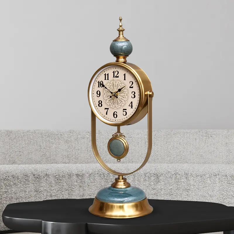 Лидер продаж 2023, простые настольные часы в стиле ретро, золотые медные настольные часы для украшения стола