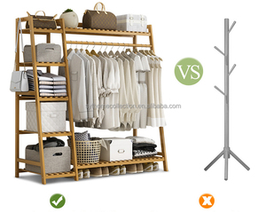 <span class=keywords><strong>Porte</strong></span>-<span class=keywords><strong>manteau</strong></span> multifonctionnel en bambou naturel, simple, pour chambre à coucher, rangement au sol, <span class=keywords><strong>vestiaire</strong></span>, facile à assembler - Product Image 3