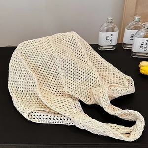 Bolso de Hombro Tejido de Algodón de Gran Capacidad para Mujer, Nuevo Diseño de Paja Ecológica Hueca, Bolso de Playa para Vacaciones - Product Image 5