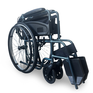 รถเข็นวีลแชร์แบบแมนนวล KSM-203P น้ำหนักเบา ผลิตจากอลูมิเนียมอัลลอย สำหรับผู้ใหญ่ น้ำหนัก 30 ปอนด์ พับได้ พร้อมเบรกมือ ล้อหลังขนาด 24 นิ้ว เหมาะสำหรับคลินิก - Product Image 3