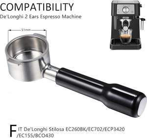 Portafiltro de 51mm para <span class=keywords><strong>Delonghi</strong></span> Portafiltro sin fondo de 51mm 2 orejas, piezas de repuesto de acero inoxidable para MANGO <span class=keywords><strong>Delonghi</strong></span> - Product Image 5