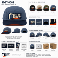 Gorra de 5 Paneles de Perfil Bajo con Puntada Creativa en Bloque, Envío Rápido para Marcas de Ropa Indie con Etiqueta Personalizada