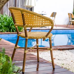Muebles de jardín Silla de ratán para exteriores Apilable Bambú Rústico Bistro Hotel Patio terraza Sillones para cafeterías Restaurantes - Product Image 2