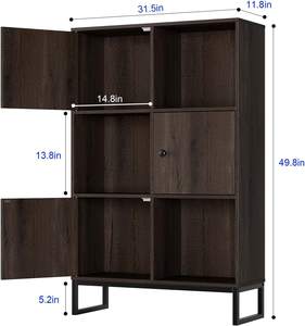 Armoire de rangement à 6 cubes avec <span class=keywords><strong>3</strong></span> portes, bibliothèque moderne en bois, unité d'étagères pour salon, chambre, bureau, entrée - Product Image 6
