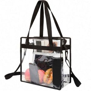 Sac fourre-tout transparent personnalisé grand format élégant avec impression de lettres, sac de plage en PVC transparent, sac à bandoulière, sacs de voyage et de shopping en gelée pour femme - Product Image 3